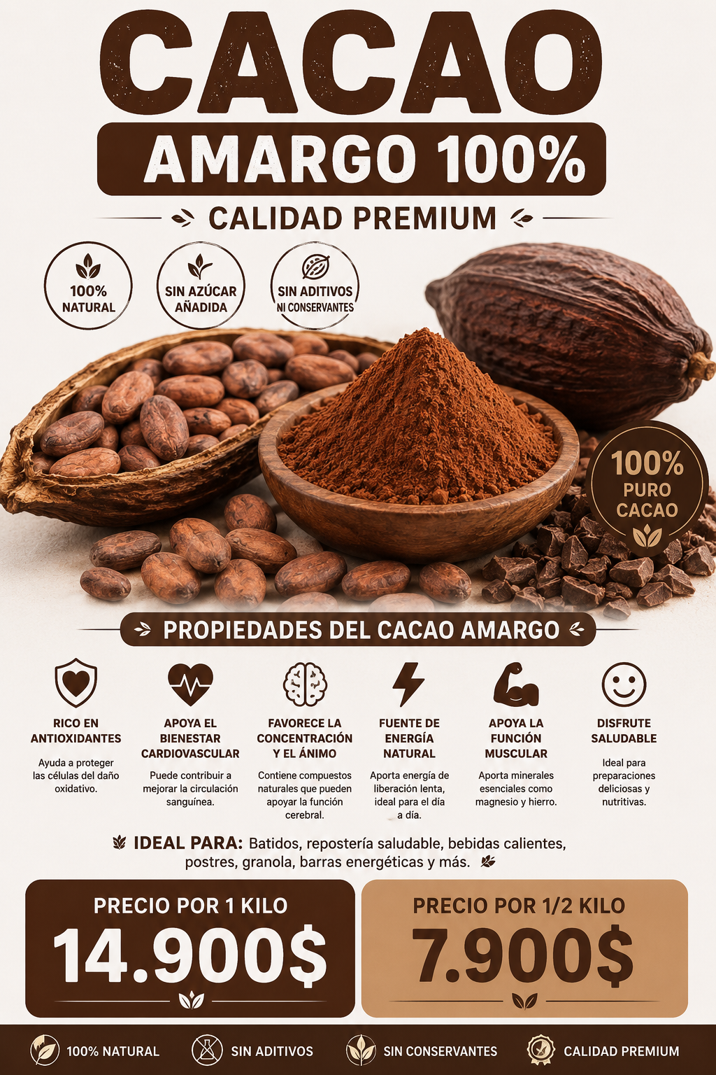 Cacao Amargo 100%